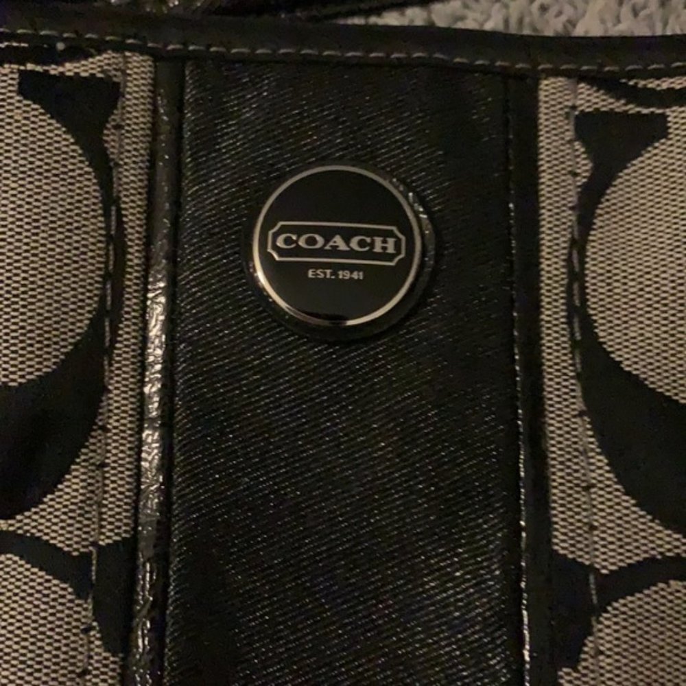 Monogram Coach Satchel w Side Drawstrings - Picture 3 of 7